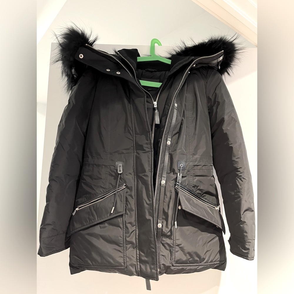 Katryn hip length winter down jacket with fur